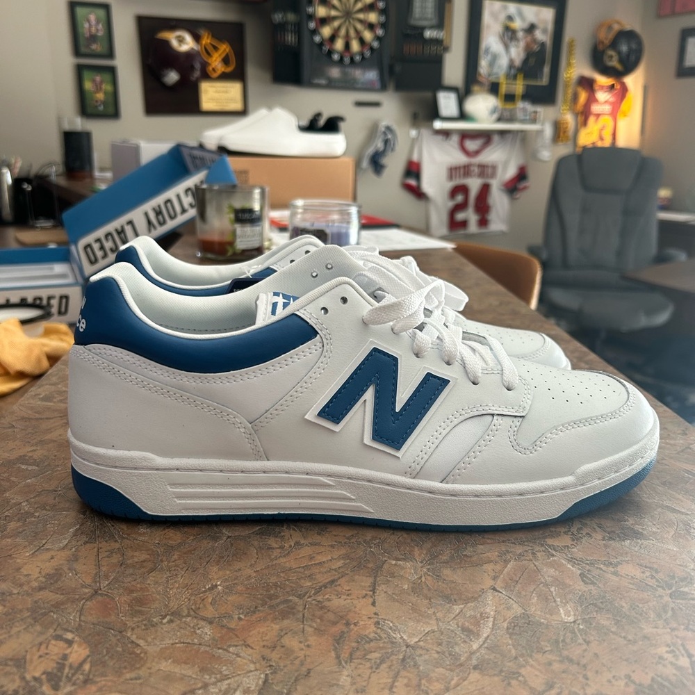 New Balance White and Blue Athletic Shoes